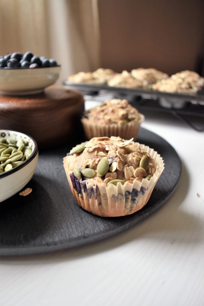 Vegan Blueberry Pumpkin Seed Muffins