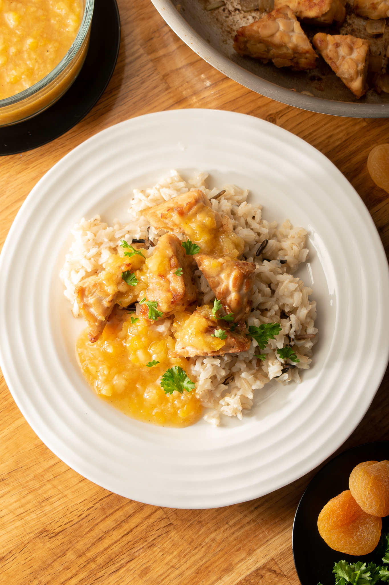 Tempeh and Rice with Ginger Apricot Sauce - The Home Baked Vegan