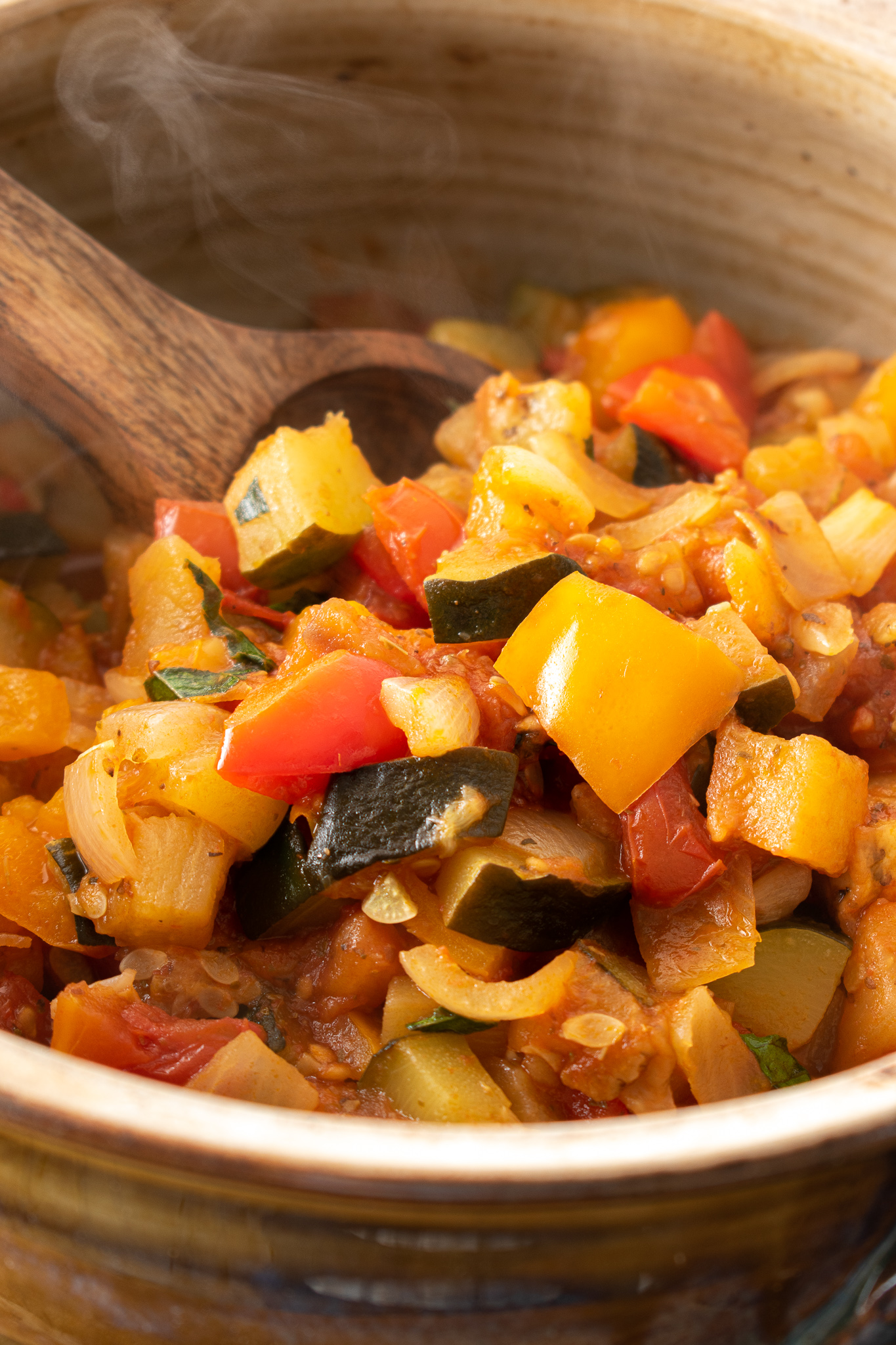 No Fuss Easy Simple Ratatouille Recipe in Clay Pot Dutch Oven - the Home Baked Vegan
