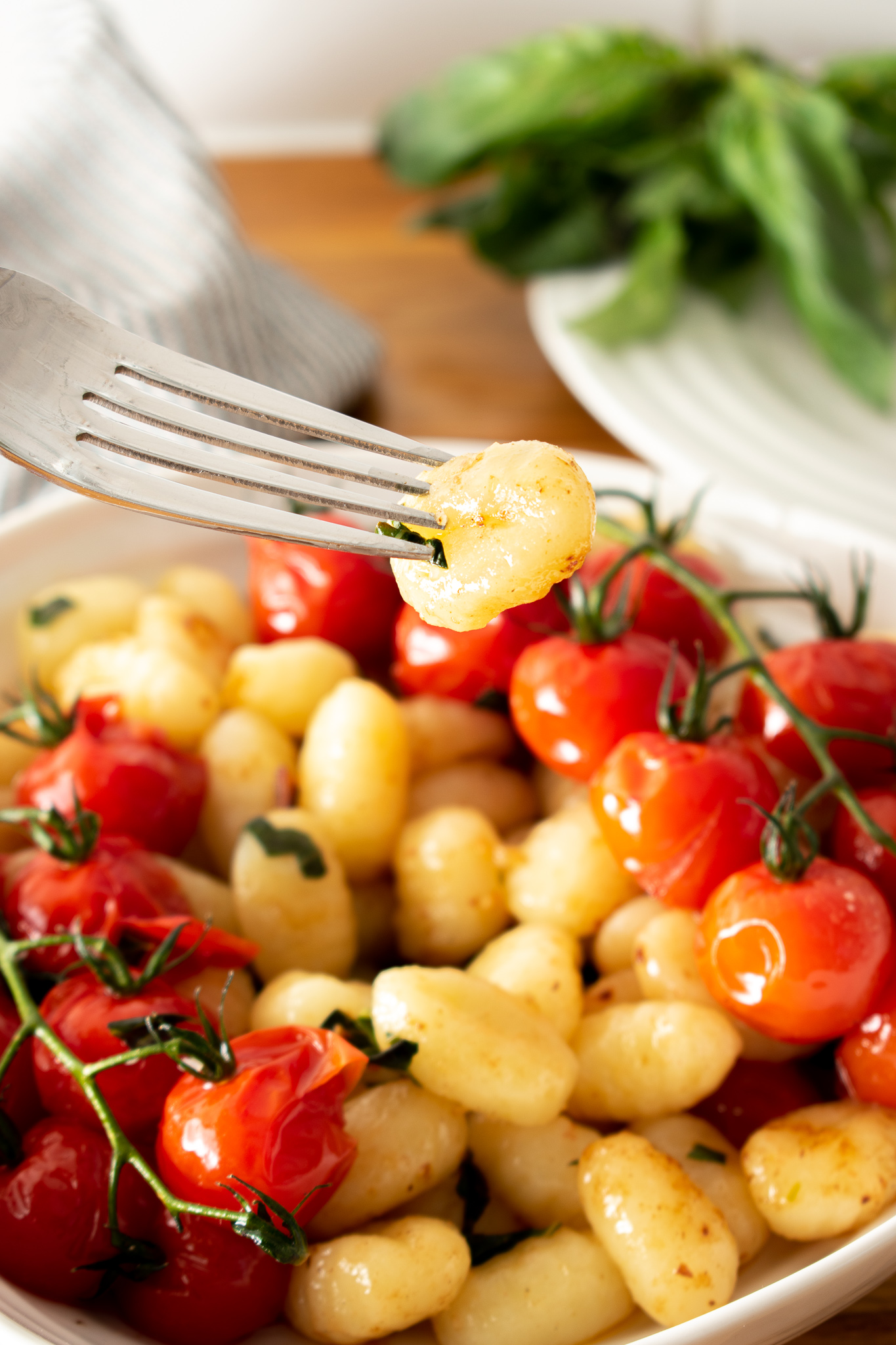 The Home Baked Vegan's Vegan Garlic Butter Gnocchi with Cherry Tomatoes and Basil 